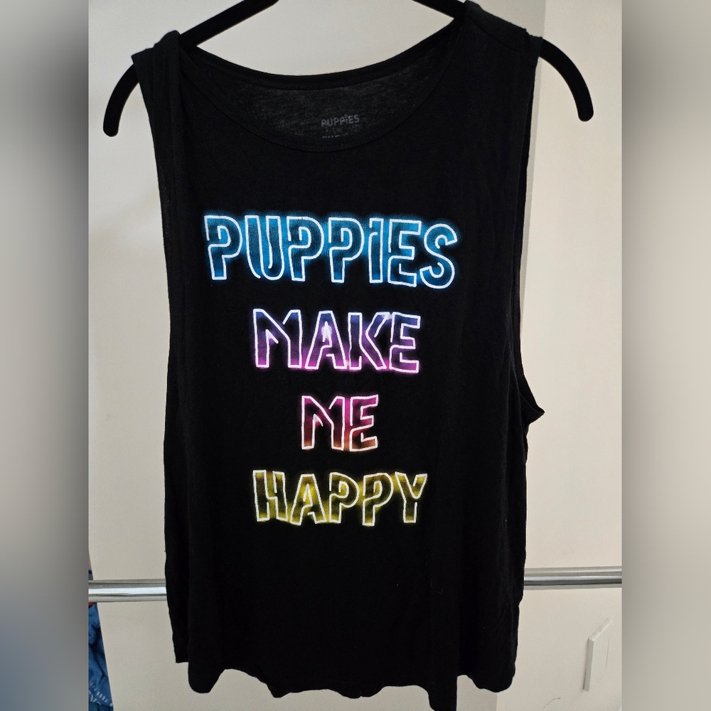 NWOT Puppies Make Me Happy Muscle Tank